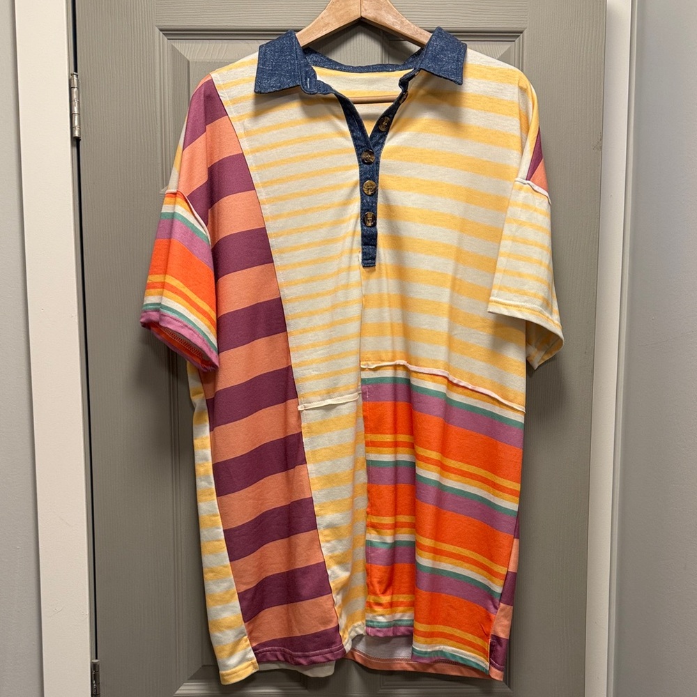 Colorful Striped Women's Polo Dress
